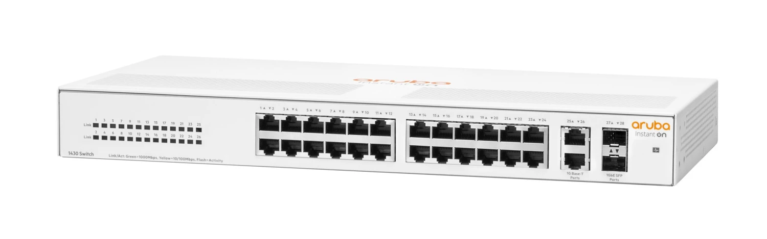Aruba Instant On 1430 26G Unmanaged Switch, 2 SFP Ports (R8R50A) 3 Aruba Instant On 1430 26G Unmanaged Switch, 2 SFP Ports (R8R50A)
