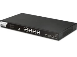 Draytek VigorSwitch PQ2200XB 16-Port Smart Managed PoE+ Switch -Network Equipment Store draytek vspq2200xb 16 port smart managed poe switch side angle image