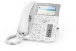 Snom D785W 12 Accounts / 4 Lines SIP/ VoIP IP Phone In White (No PSU) 5 Snom D785W 12 Accounts / 4 Lines SIP/ VoIP IP Phone In White (No PSU) -Network Equipment Store snom d785w ip voip phone in white front angle