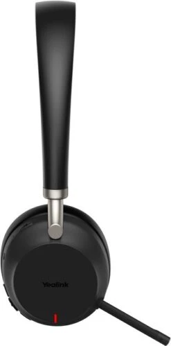 Yealink BH72 Bluetooth UC Dual Headset, Charging Stand & USB-A Dongle -Network Equipment Store yealink bh72d uc black headset side image with mic